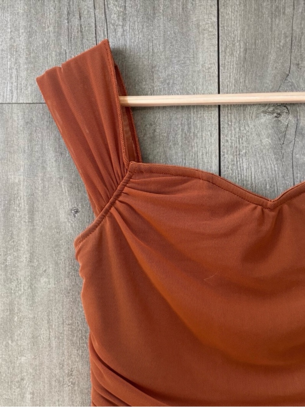 Women’s SHEIN Square Neck Cropped  Top - Rust Brown! Small! - Picture 4 of 8